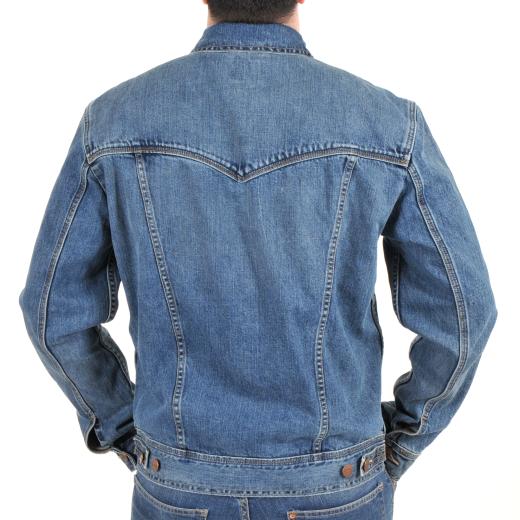 New Wrangler Mens Authentic Denim Trucker Jacket Vintage Mid Blue M L