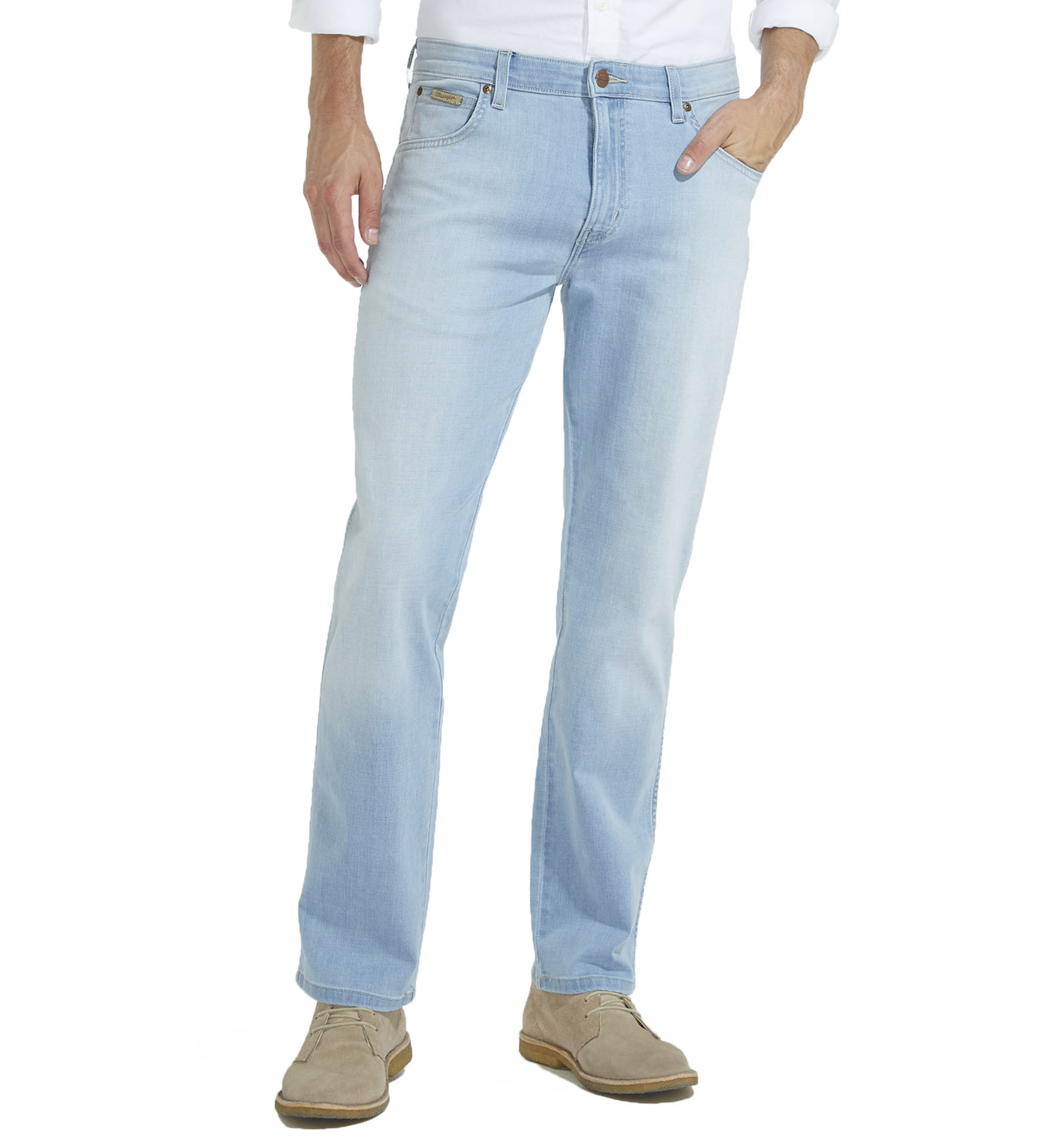 Wrangler New Mens Texas Stretch Regular Fit Jeans Classic Super Light Blue Denim 5969