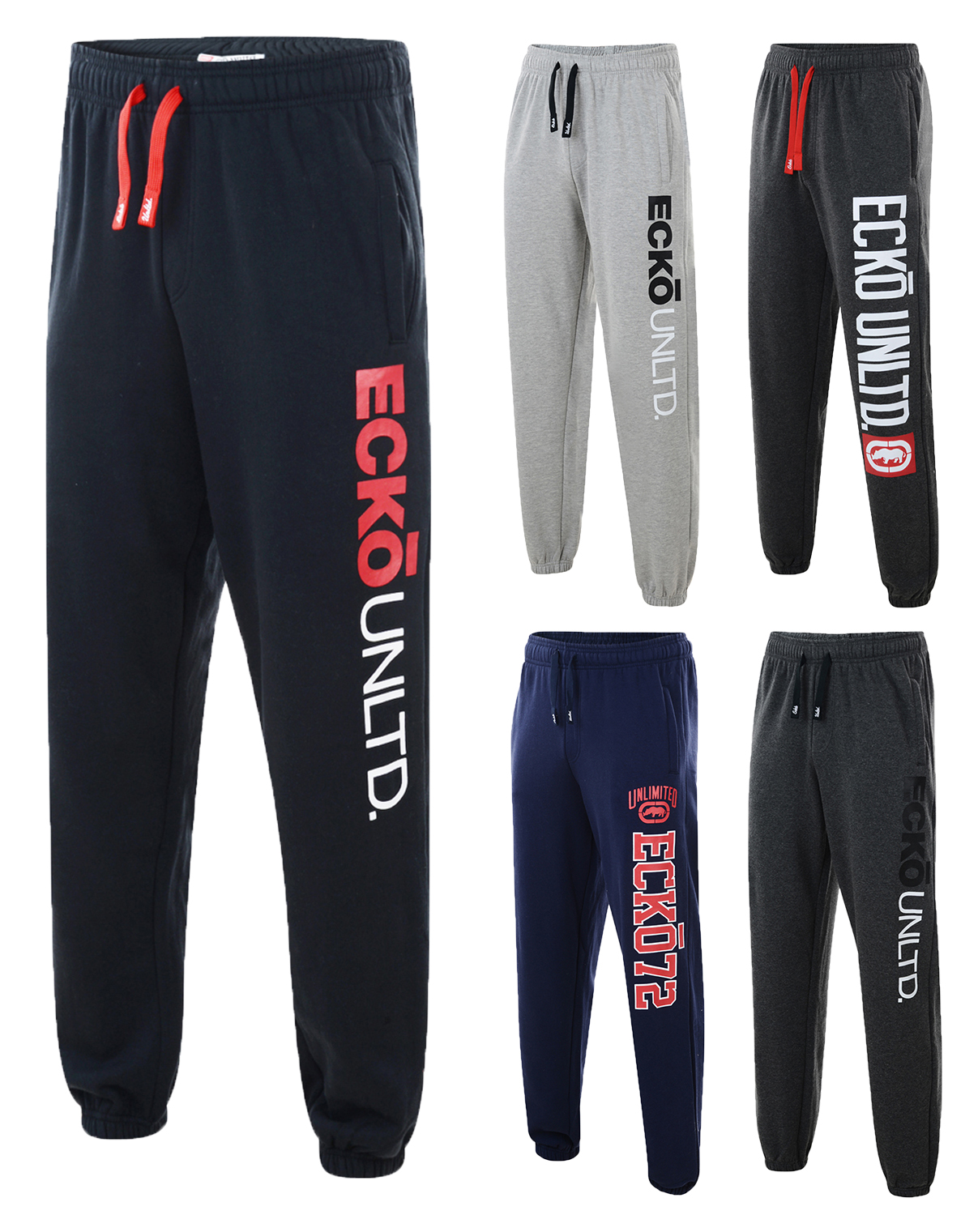 Ecko Unltd Men's Fleece Joggers Jogging Bottoms Sweat Pants Black Blue ...