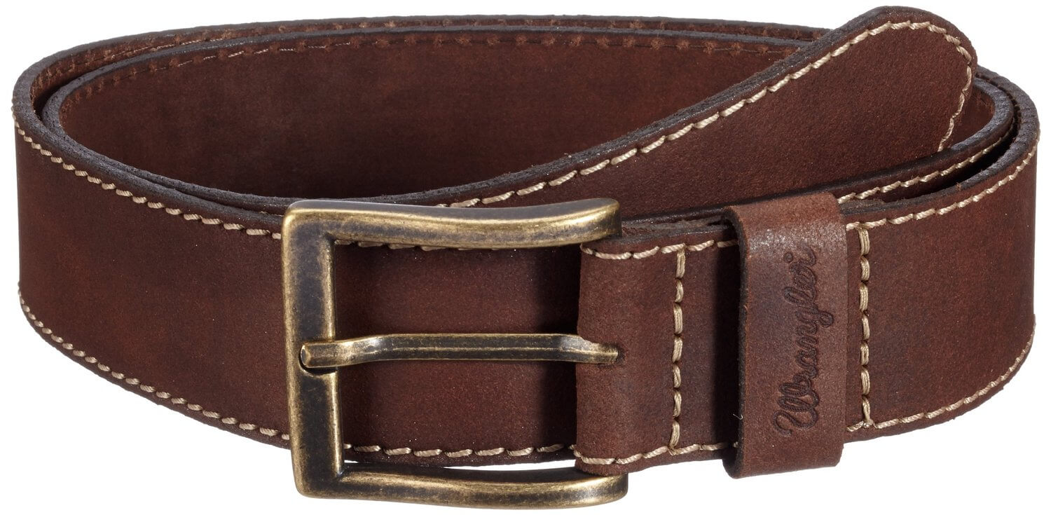 Wrangler New Men’s Light Brown Stitched Leather Buckle Belt | eBay