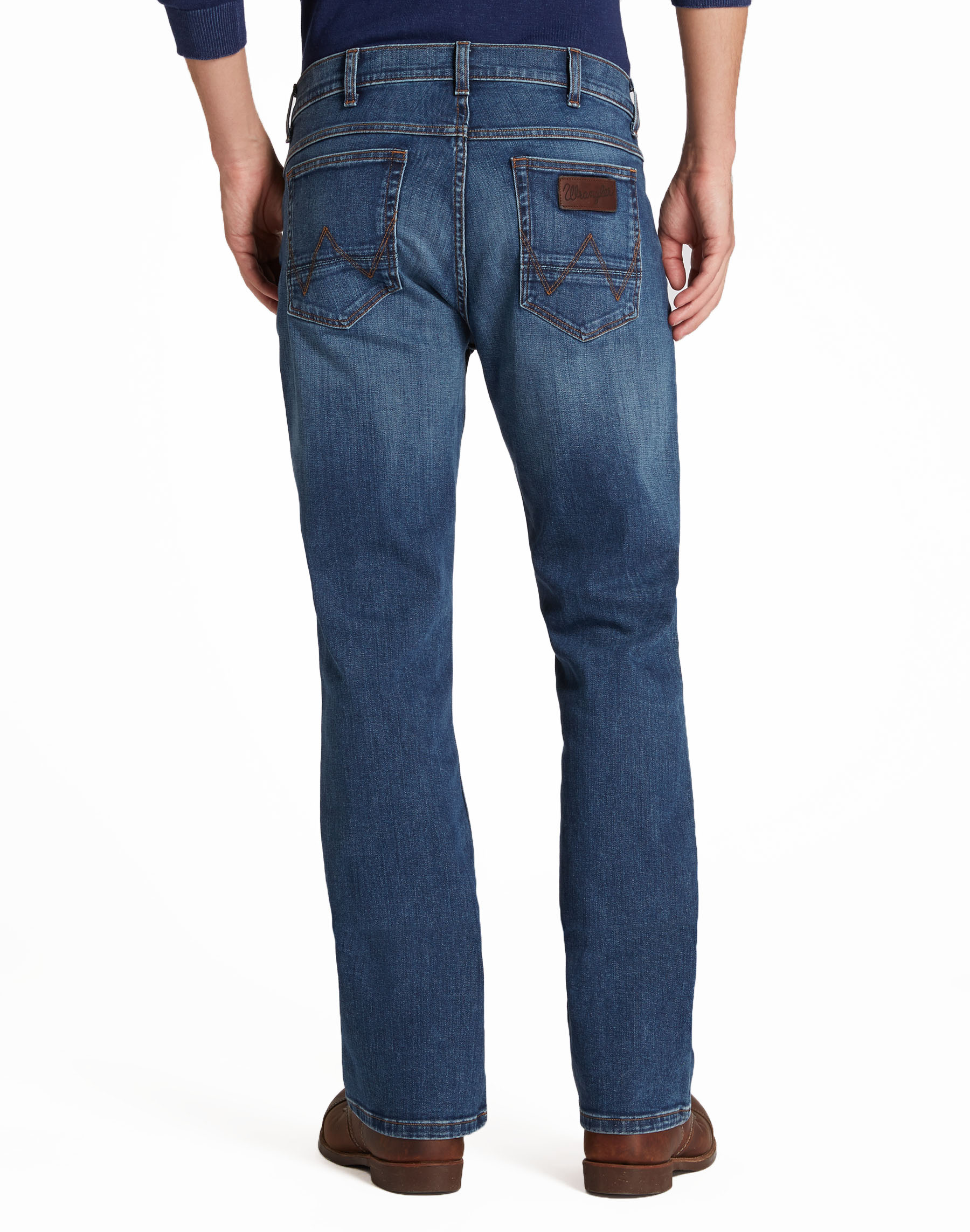 Wrangler Jacksville Bootcut Denim Jeans Mens Regular Fit Dark Burnt ...
